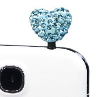 ivencase Skyblue Love Heart Crystal Anti dust Plug Stopper Earphone Jack 3.5mm for iPhone 3 4 5 /HTC / Samsung + One phone sticker + One "ivencase" Anti dust Plug Stopper: Cell Phones & Accessories