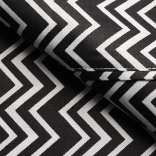 Elite Home Products Expressions Chevron Printed Cotton Sheet Set Black Size Twin