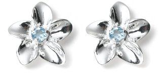 Sterling Silver And Blue Topaz Flower Earrings By Zina: Jewelry