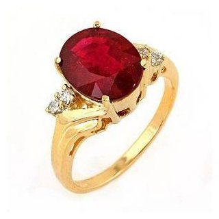 4.0 Ct Natural Ruby and Diamonds Ring 14k Gold: Bands: Jewelry