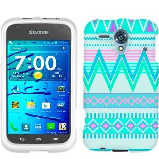 Kyocera Hydro Edge Aztech Andes Tribal White and Teal Pattern Phone Case Cover: Cell Phones & Accessories