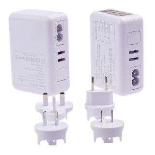 4 Ports USB Portable Home Travel Wall Charger + Us Uk Eu Au Plug Ac Power Adapter: Kitchen & Dining