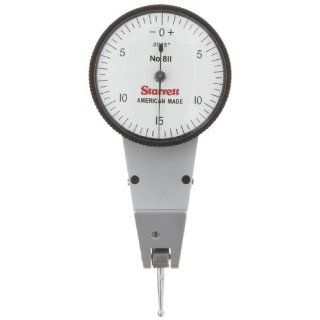 Starrett 811 5PZ Dial Test Indicator without Attachments, Swivel Head, White Dial, 0 15 0 Reading, 0 0.03" Range, 0.0005" Graduation: Industrial & Scientific