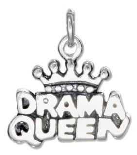 Sterling Silver "Drama Queen" Charm Bead Charms Jewelry