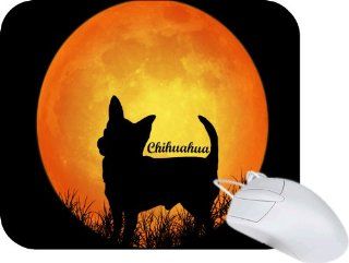 Rikki KnightTM Chihuahua Dog Silhouette By Moon Lightning Series Gaming Mouse Pad : Office Products