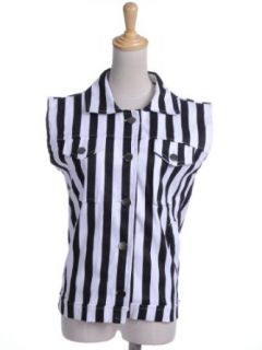Anna Kaci S/M Fit Black and White All Over Referee Inspired Vertical Stripes Top at  Womens Clothing store: Blouses