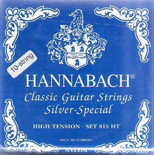Hannabach Classical Guitar High Tension Nylon/Silver 10 String, 815 10 HT Musical Instruments