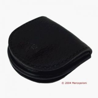 TACCO   Italian Leather Coin Purse (Black): Leather Change Pouch: Clothing