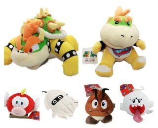 6pcs Super Mario Plush Goomba Boo Ghost Cheepap Blooper King Bowser Koopa SON Jr Toys & Games