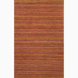 Handmade Stripe Pattern Red/ Orange Hemp Rug (5 X 8)