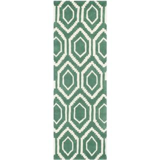 Safavieh Handmade Moroccan Chatham Geometric Pattern Teal/ Ivory Wool Rug (23 X 7)