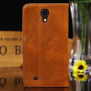 New Arrival Crazy Horse Grain Leather Folio Wallet Case With Stand for Samsung Galaxy Mega 6.3 i9200 Light Brown: Cell Phones & Accessories