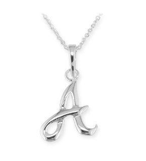 925 Sterling Silver Alphabet Letter A Pendant Necklace: Necklaces With Letter A: Jewelry