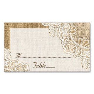 Rustic white lace on burlap wedding place card Business Card Templates : Business Card Stock : Office Products
