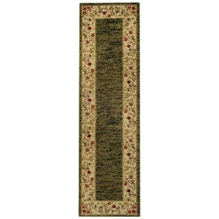 Pasha Collection Solid French Border Sage Green 111 X 611 Runner Rug