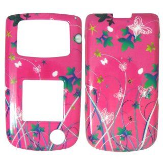 Samsung Rugby 2 A847 AT&T   Butterfly, Flowers & Stars on Pink Shinny Gloss Finish Hard Plastic Cover, Case, Easy Snap On, Faceplate. Cell Phones & Accessories