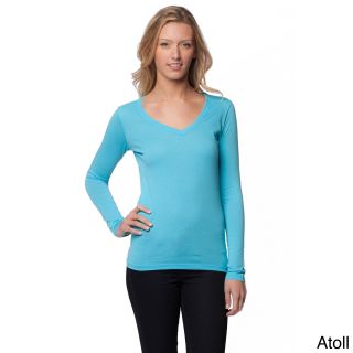 AtoZ A To Z Womens V neck Long Sleeve Top Blue Size S (4  6)