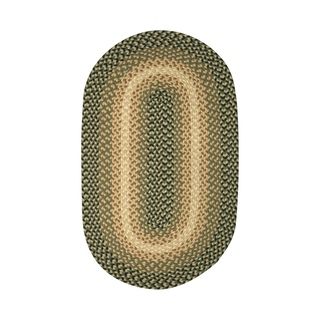Pinehurst Green Wool Braided Rug (5 X 8)
