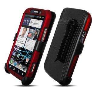 Motorola Photon 4G/Electrify MB855 Red Cover Case + Kickstand Belt Clip Holster + Naked Shield Screen Protector: Cell Phones & Accessories