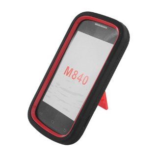 Black Red Hard Soft Gel Dual Layer Cover Case Stand for Samsung Galaxy Prevail 2 Boost Ring Virgin SPH M840: Cell Phones & Accessories