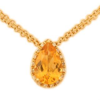 Citrine in Yellow Gold Pendant Necklace with Diamonds quality fashion & value: Jewelry