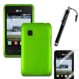 MINITURTLE(TM) LG 840G Tracfone   Neon Green Rubberized Coasted Hard Protective Case Cover with Bonus Screen Protector Film and Large Stylus Capacitive Pen: Cell Phones & Accessories