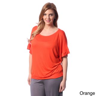 24/7 Comfort Apparel 24/7 Comfort Apparel Womens Plus Size Dolman Sleeve Casual Top Orange Size 1X (14W  16W)