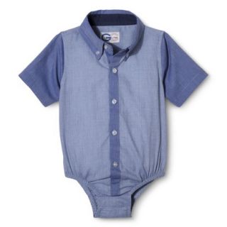 G Cutee Newborn Boys Short Sleeve Button Down Shirtzie   Chambray 18 M