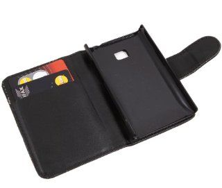 iTALKonline BLACK Executive Wallet Case Cover Skin Cover with Credit / Business Card Holder For LG Optimus L3 E400: Cell Phones & Accessories