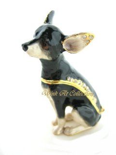 Black Chihuahua Dog Bejeweled Trinket Box : Decorative Boxes : Everything Else