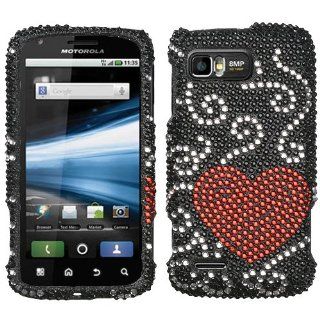 MOTOROLA MB865 (Atrix 2) Curve Heart Full Diamond Bling Phone Case Protector Cover (free ESD Shield Bag): Cell Phones & Accessories
