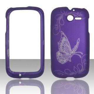 2D Butterfly Purple Huawei Ascend Y M866 TracFone , U.S.Cellular Case Cover Hard Phone Case Snap on Cover Rubberized Touch Faceplates: Cell Phones & Accessories
