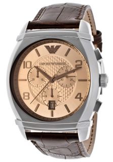 Emporio Armani AR0348  Watches,Mens Amber Dial Brown Embossed Genuine Leather, Casual Emporio Armani Quartz Watches