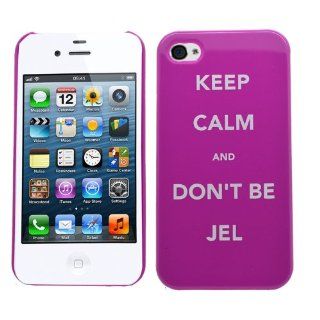 SAMRICK   Apple iPhone 4 & iPhone 4S   'Keep Calm And Don't Be Jel' Shiny Glossy Hard Hybrid Armour Shell Protection Case   Purple White: Cell Phones & Accessories