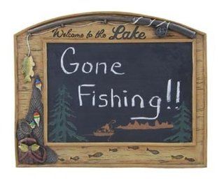 Wall Sign Chalkboard: Welcome to the Lake (Fishing Theme) 9.75 inch   Plaques