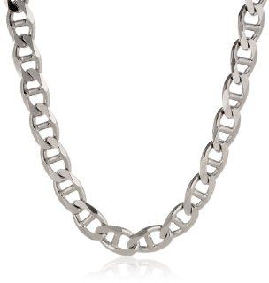 Men's Sterling Silver Italian 11.20 mm Mariner Link Chain Necklace, 24": Jewelry