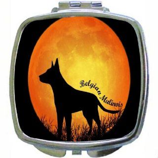 Rikki KnightTM Belgian Malinois Dog Silhouette By Moon Design Compact Mirror : Personal Makeup Mirrors : Beauty