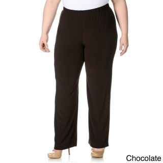 Lennie For Nina Leonard Lennie For Nina Leonard Womens Plus Size Thick Waist Band Pull on Pants Brown Size 1X (14W : 16W)