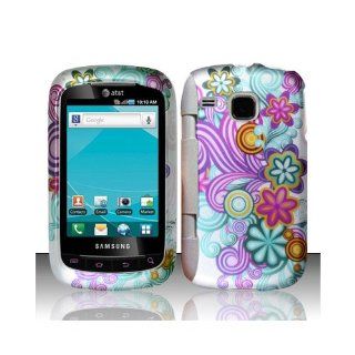 Purple Blue Flower Hard Cover Case for Samsung DoubleTime SGH I857 Cell Phones & Accessories