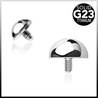 Grade 23 Solid Titanium Internally Threaded Dome Shape Dermal Top. Fits into our Dermal Anchors   14G (1.6mm)   4mm Ball Size   Sold Individually: Jewelry