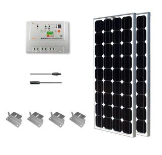 Premium Solar Kit 200W off grid: 2pc 100W solar panels UL Listed+ MPPT 20Amp charge controller+ 20' Adapter Kit+ Mounting Z Brackets : Patio, Lawn & Garden