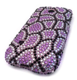 Straight Talk Huawei M865c Purple Scale Leopard Bling Jewel Gem HARD Case Skin Cover Accessory Protector: Cell Phones & Accessories