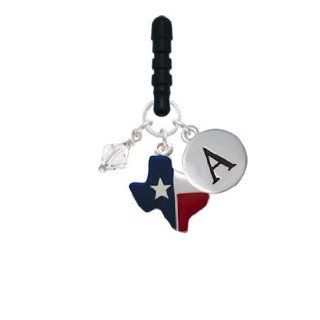 Texas Lone Star (Rounded) Initial Phone Candy Charm Silver Pebble Initial A Cell Phones & Accessories