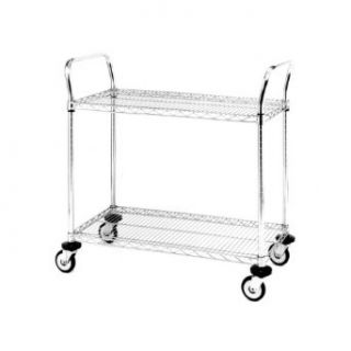 Metro MW Series Chrome Plated Wire Utility Cart, 375 lbs Capacity, 30" Length x 18" Width x 38" Height, 2 Shelves: Industrial & Scientific