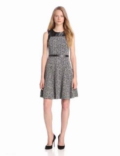 Taylor Dresses Women's Ponte Jacquard Dress with Faux Leather Trim at  Womens Clothing store
