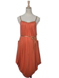 Anna Kaci Free Size Orange Roman Inspired High Waist Midi Dress w Golden Belt at  Womens Clothing store: