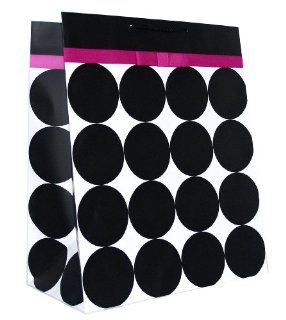 Black Polka Dots and Pink Ribbon Bow Gift Bag   3KHB 285J: Health & Personal Care