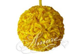6 inches Wedding Silk Pomander Kissing Ball Saffron Yellow : Artificial Flowers : Everything Else