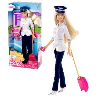 Mattel Year 2013 Barbie I Can Be Series 12 Inch Doll Set   PILOT Barbie (W3739) with Pilot Hat and Rolling Suitcase: Toys & Games