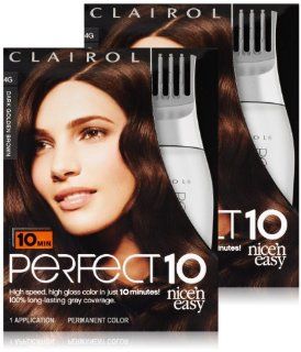 Clairol Perfect 10 By Nice 'N Easy Hair Color 4g Dark Golden Brown 1 Kit : Chemical Hair Dyes : Beauty